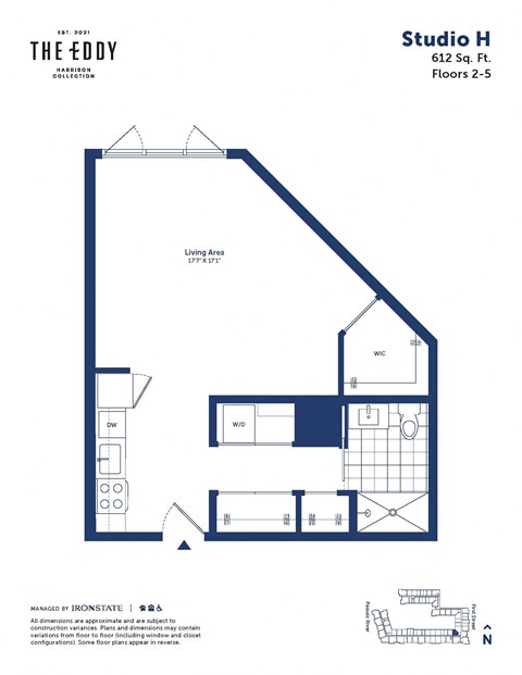 a floor plan of a studio apartment